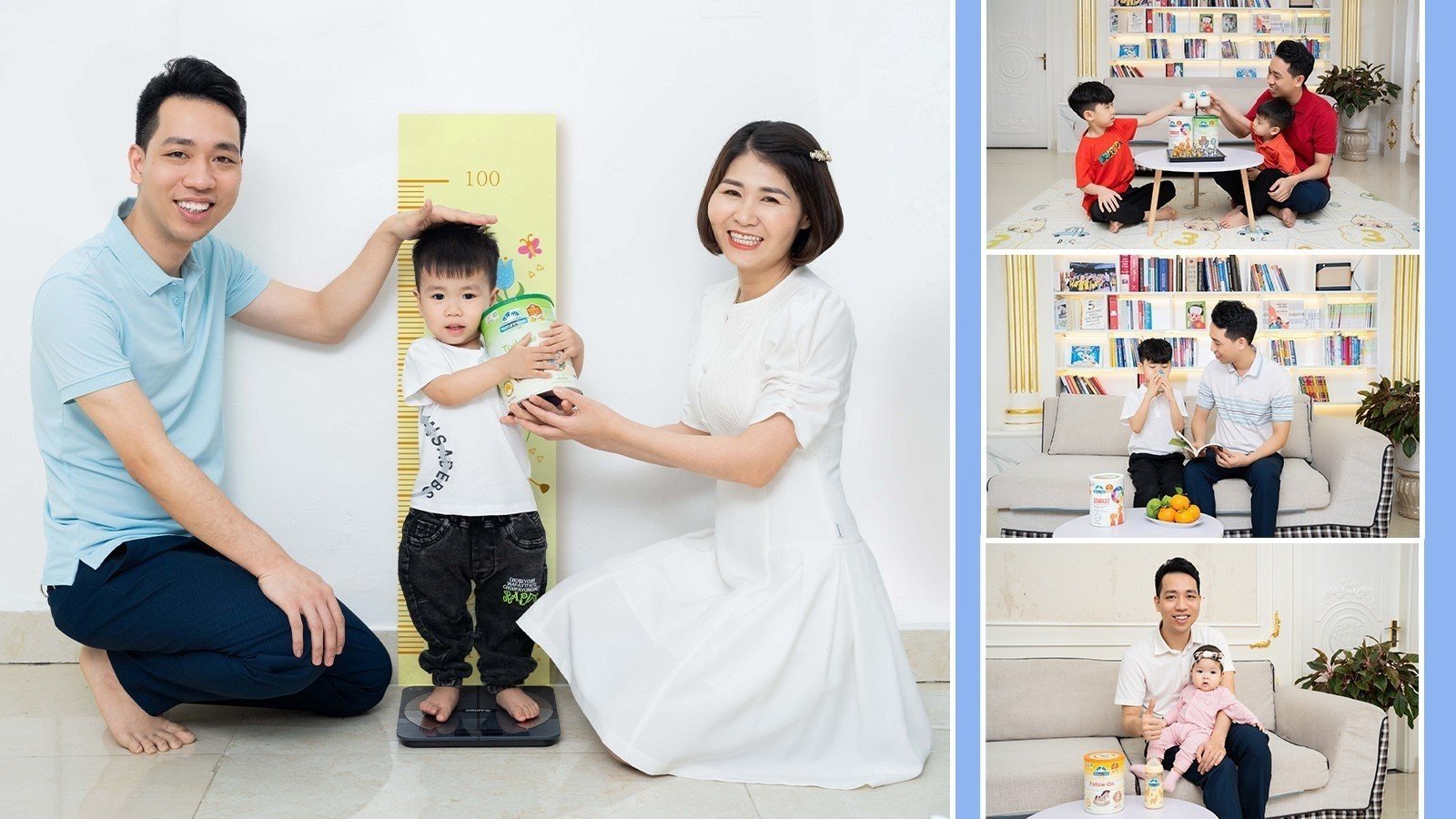 Cả 4 em bé nhà bác sĩ Đoàn Hải Đăng đều đang sử dụng sữa Nature One Dairy.